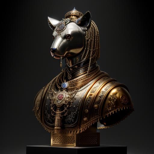 Steampunk Animal Statue in Qajar Art Style