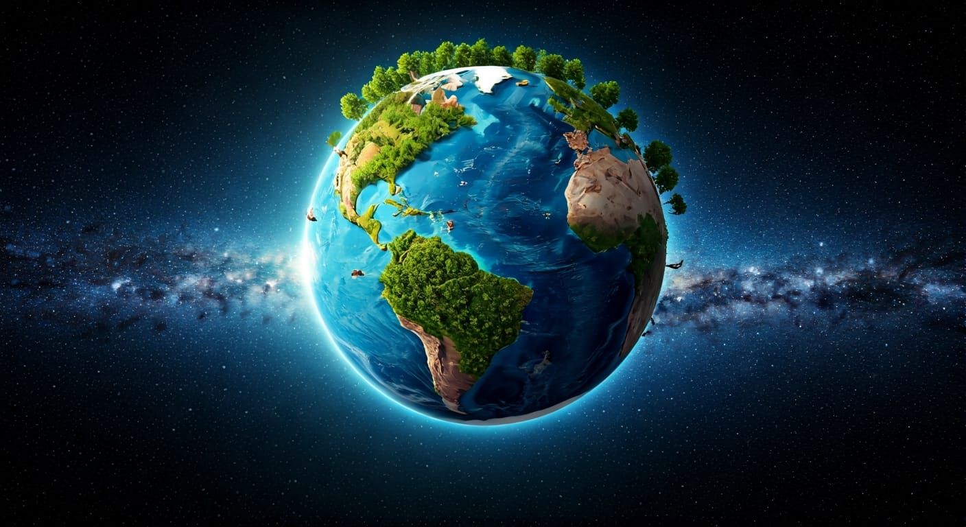 Lush Earth in Space: Digital Fantasy Art