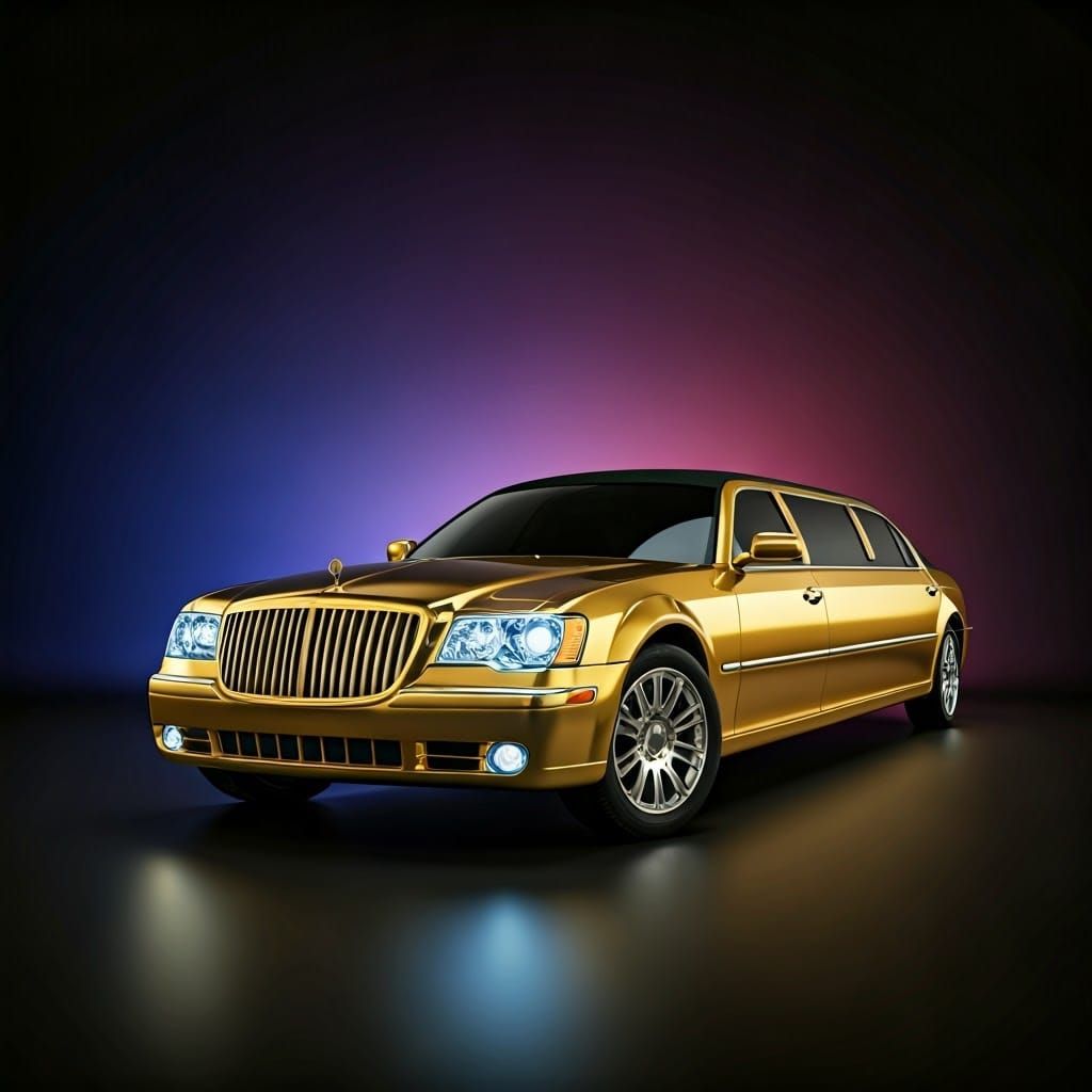 Luxurious Gold Limousine with Diamond Details