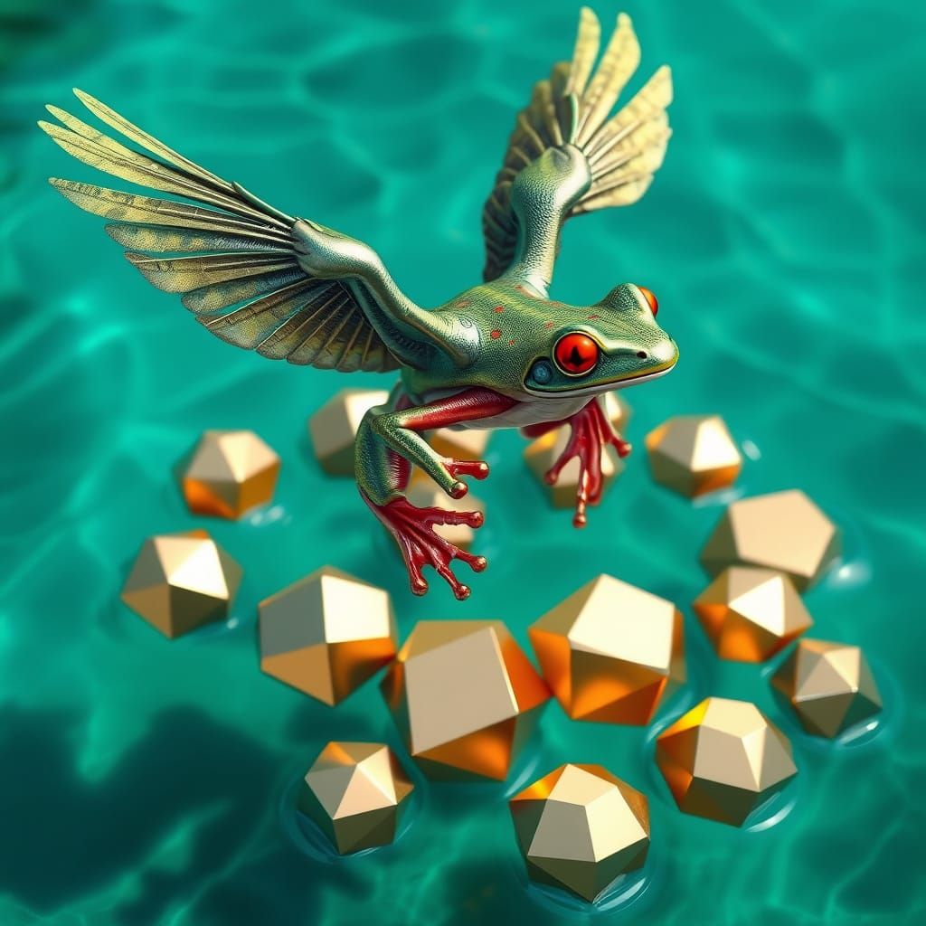 Flying Frog with Geometric Shapes