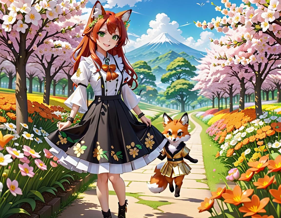 Anime Style: Chibi Girls Painting in Flower Field