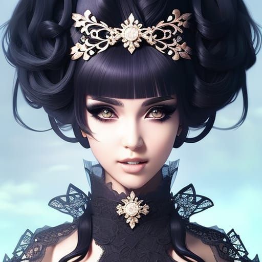 Gothic Woman Portrait with Lace Dress