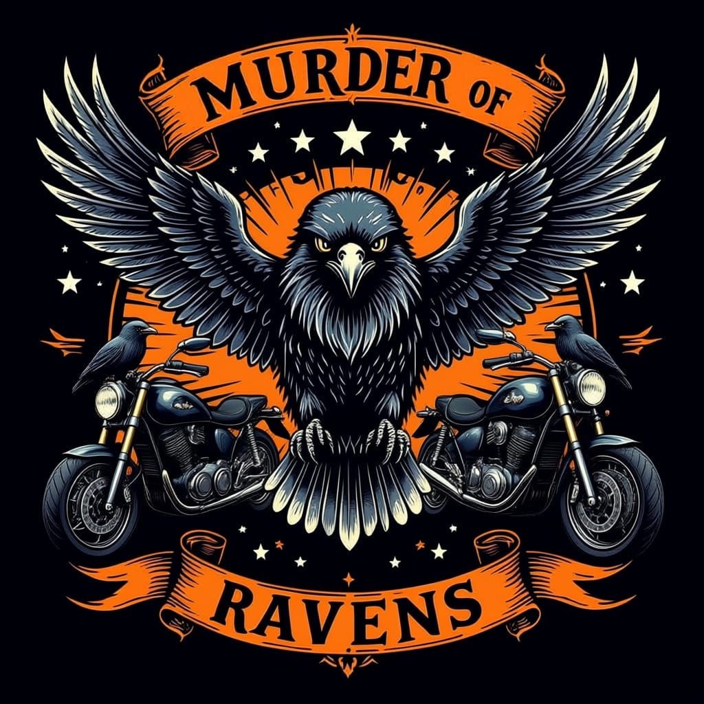 Fierce Raven Biker Emblem Vintage Tattoo Style