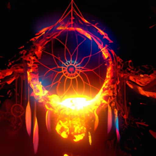 Fiery Nightmare Dream Catcher Fantasy Art