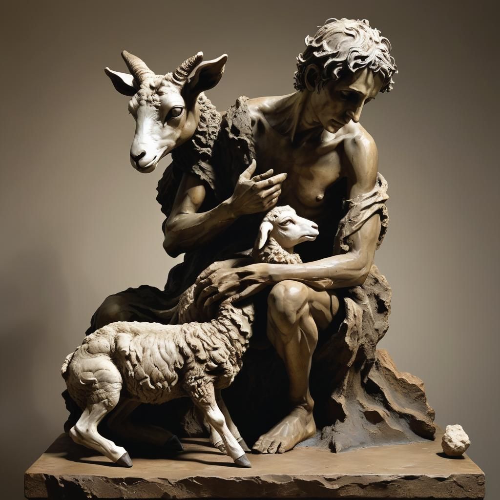 Expressionist Sculpture: Virridius Speaking with Lamb