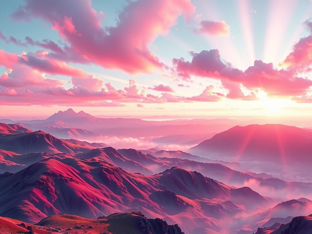 Dreamlike Fantasy Realm with Shifting Skies and Majestic Mou...