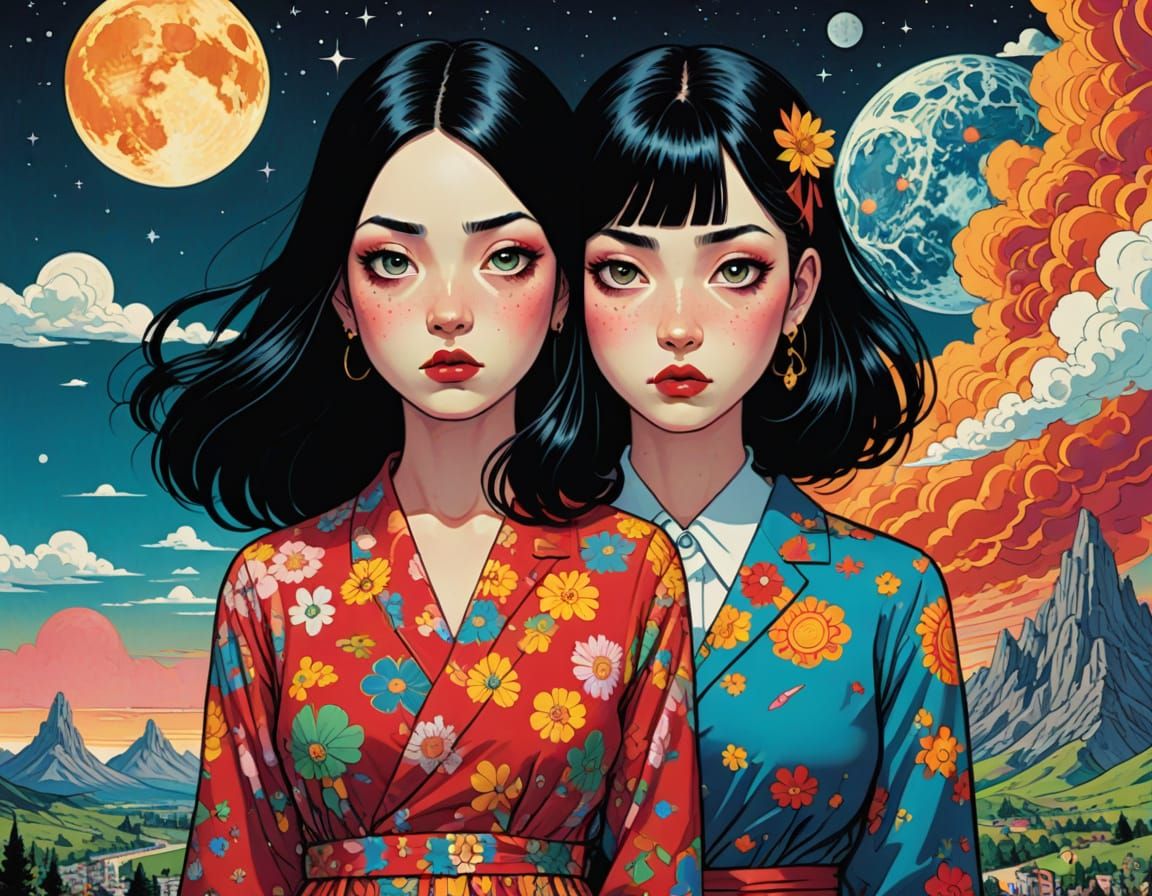 Surreal Apocalypse Scene in Vibrant, Dreamlike Style