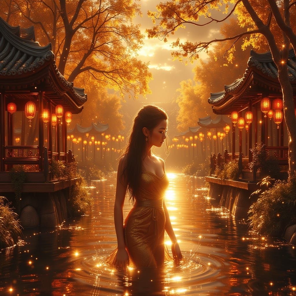 Fantasy Beijing Cityscape with Ethereal Aura