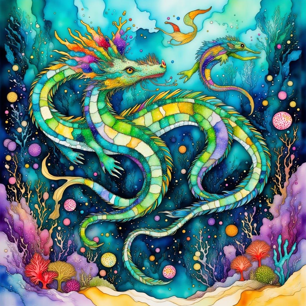 Leafy Sea Dragons in a Vibrant Coral Reef