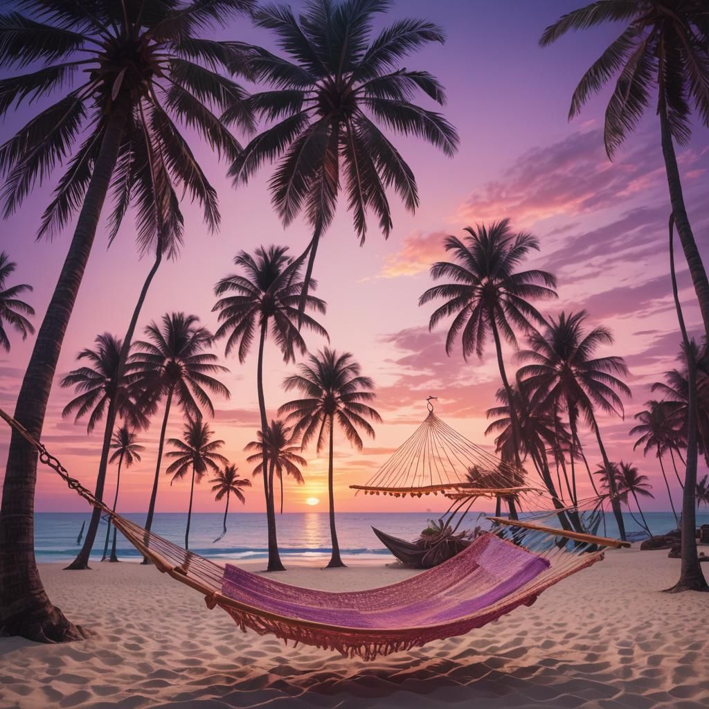 Sunset Beach Dreamscape in a Fantasy Art Style