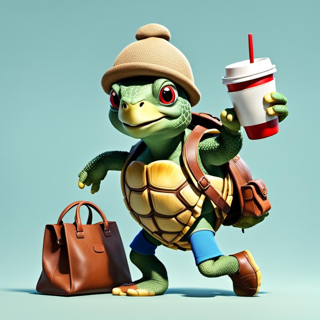 Adventurous Turtle in Disney Style