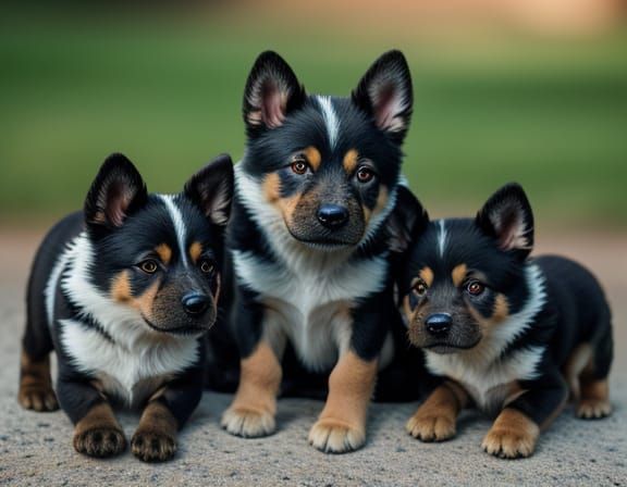 African Wild Dog Pups with Mother in Natural Light