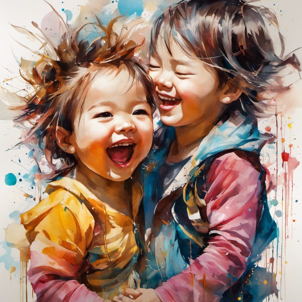 Toddlers' Joyful Playtime: A Whimsical Scene