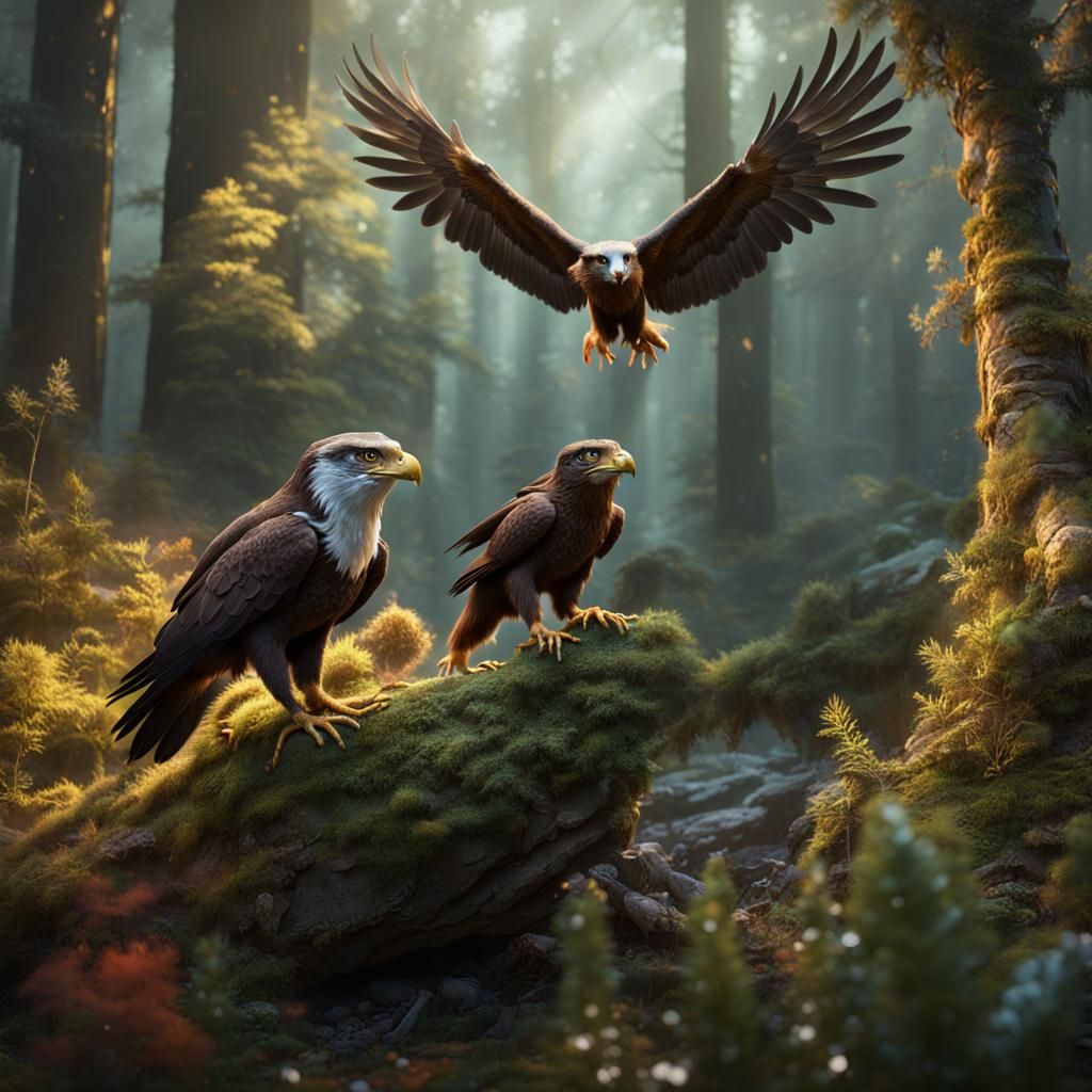 Forest Encounter: Frog, Weasel and Wounded Eagle