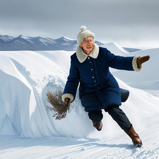 Abstract Expressionist Painting of Woman in Wind