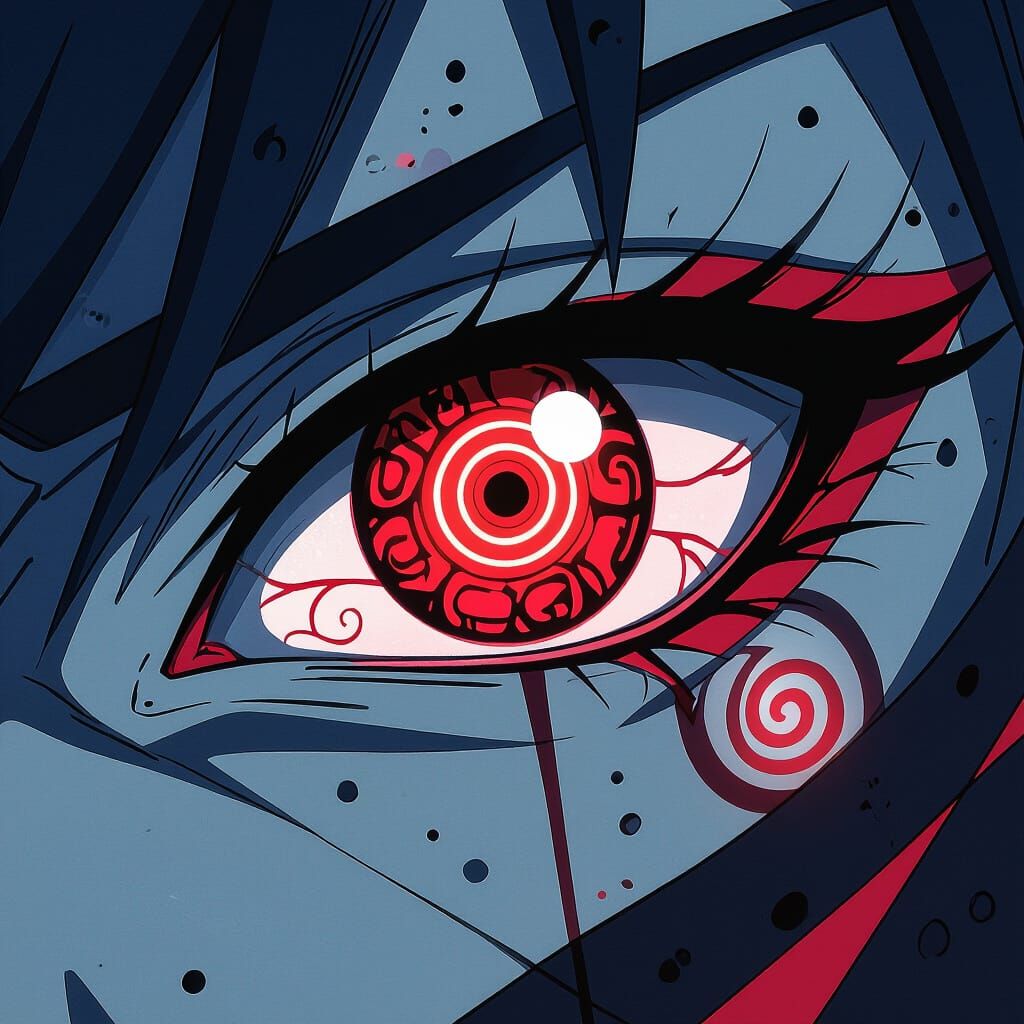 Glowing Mangekyou Sharingan Eye with Tomoe Seals