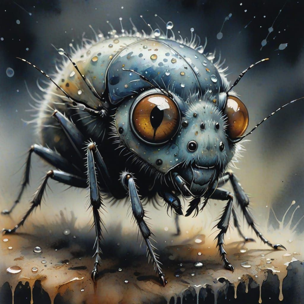 Surreal Baby Bug Portrait with Expressive Eyes