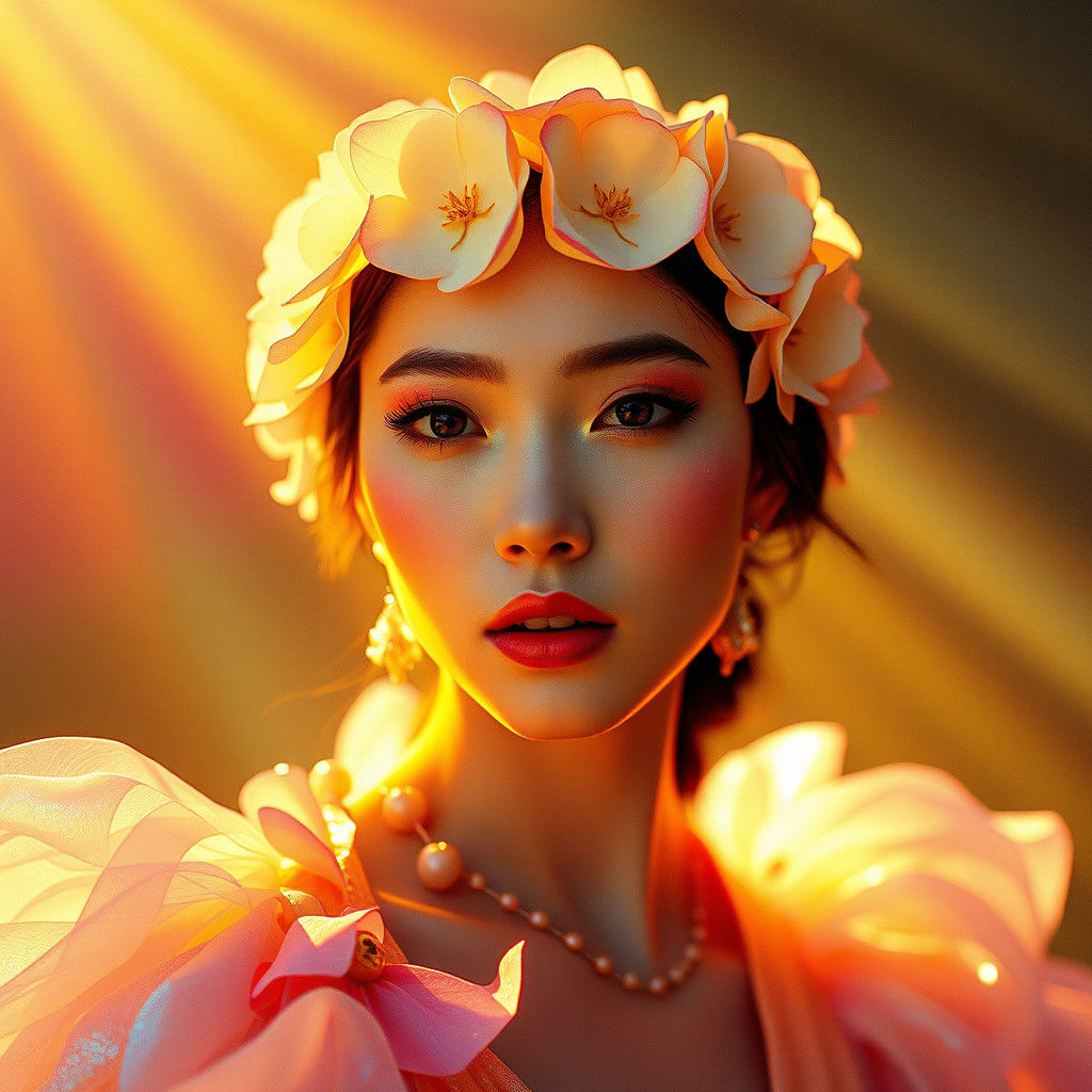 Ethereal Flower Woman in Cinematic Style