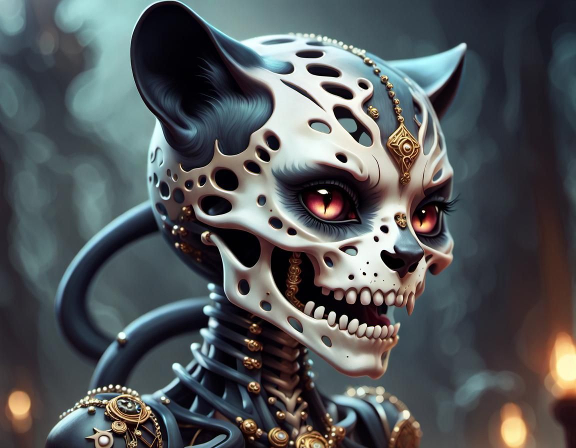 Kawaii Anime Panther Skeleton with Electrical Attack