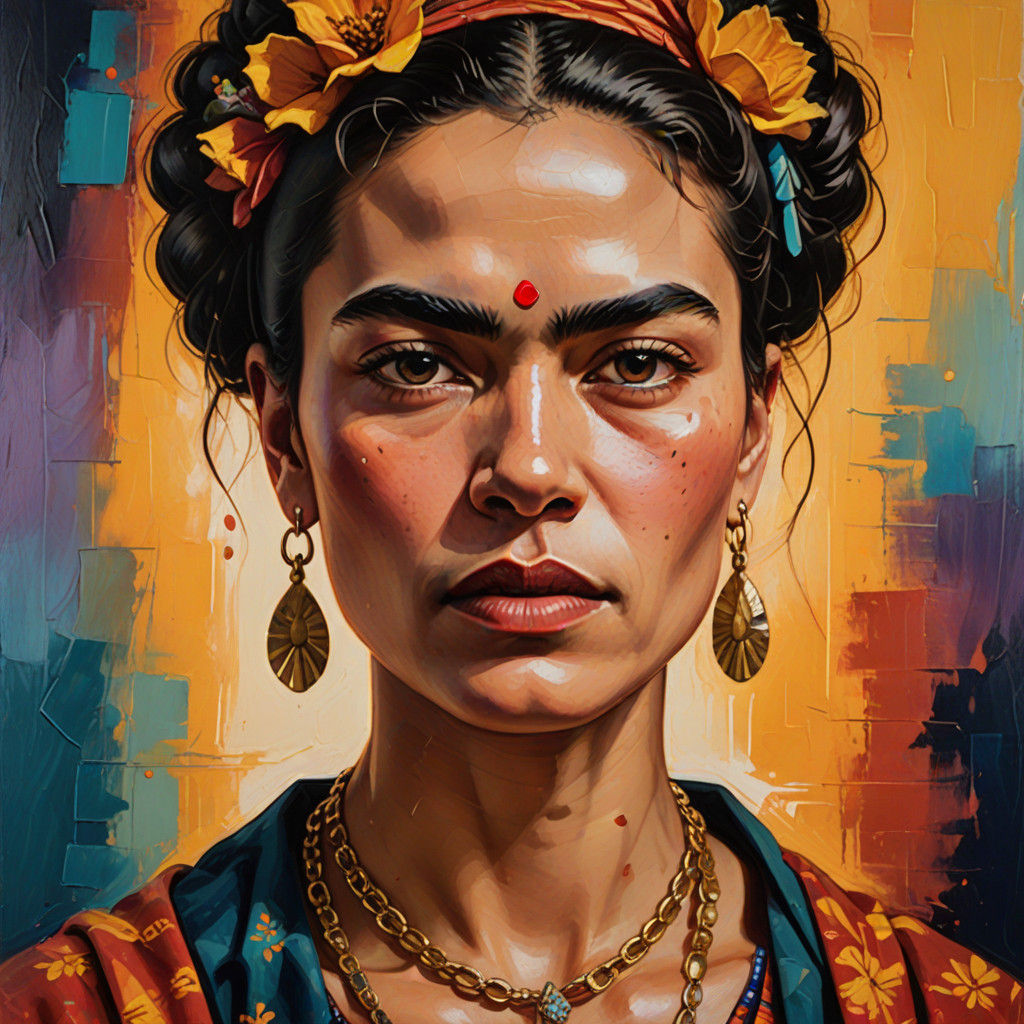 Empowered Female Icon in Vibrant Brushstrokes