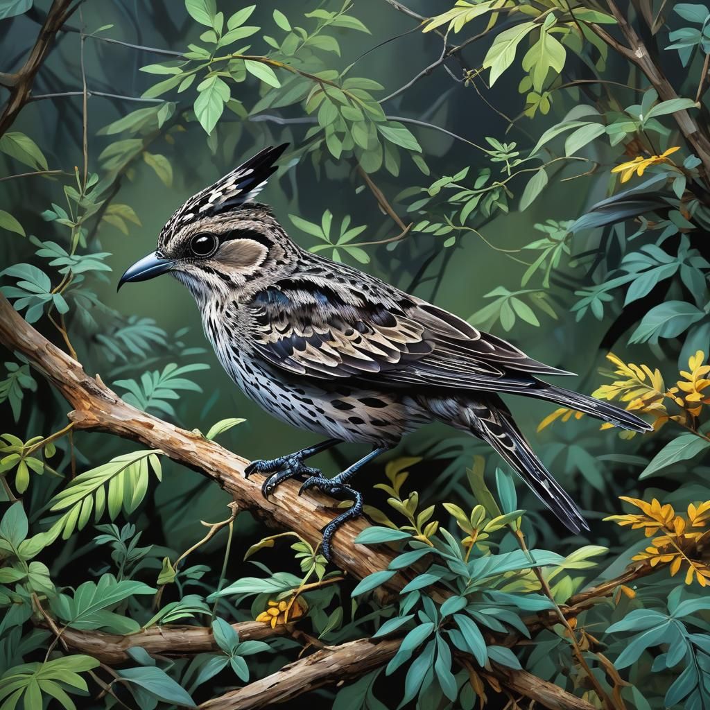 Camouflaged Nightjar: Detailed Matte Painting in 8k