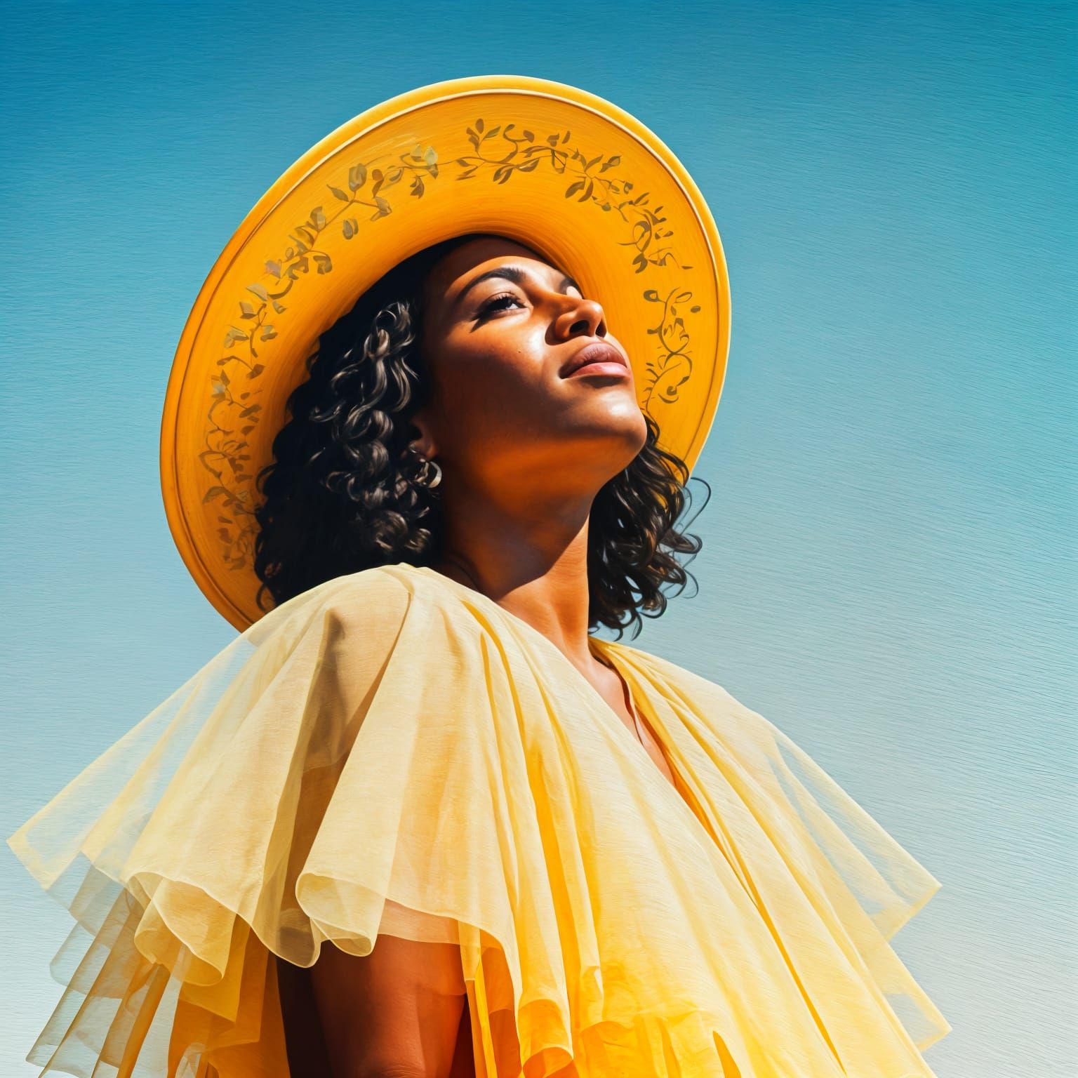 Person in Yellow: An Oil Painting Impression