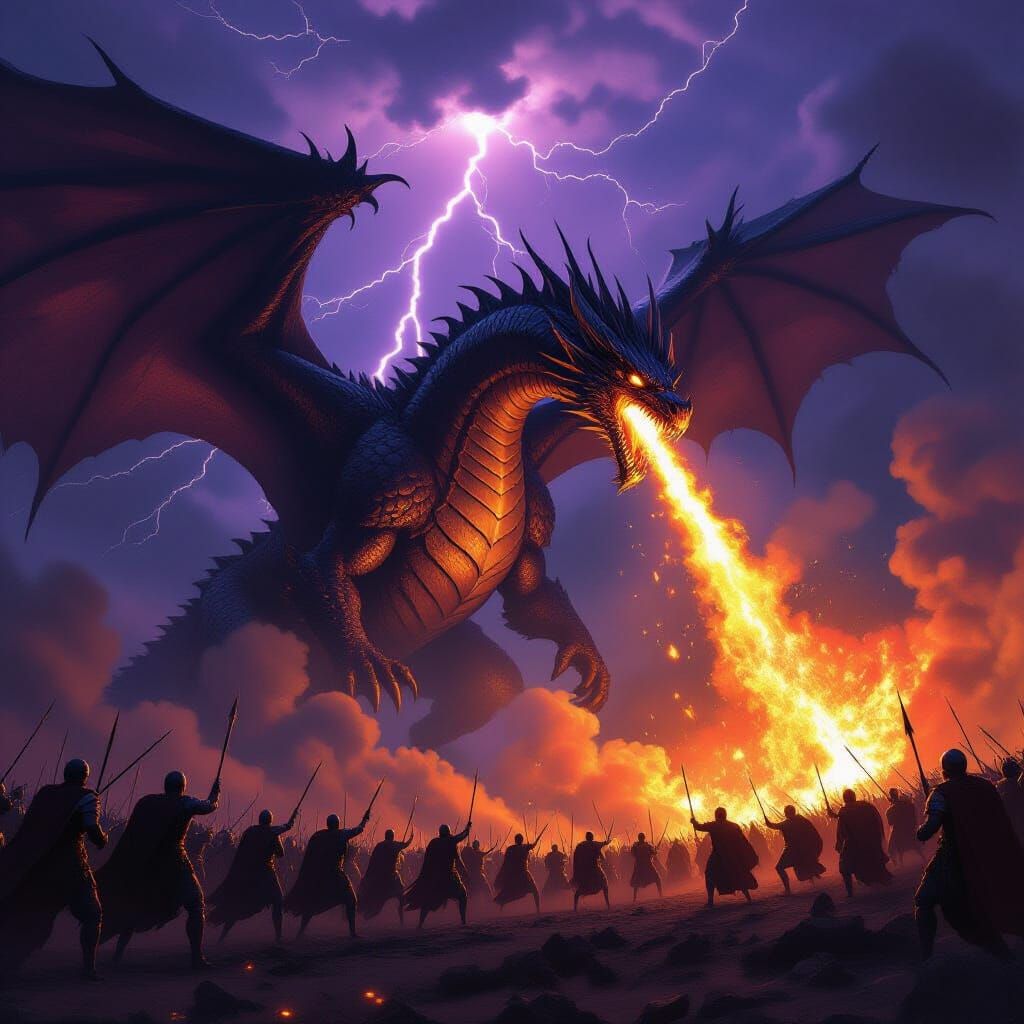 Colossal Dragon Unleashes Fire on Roman Legion in Lightning ...