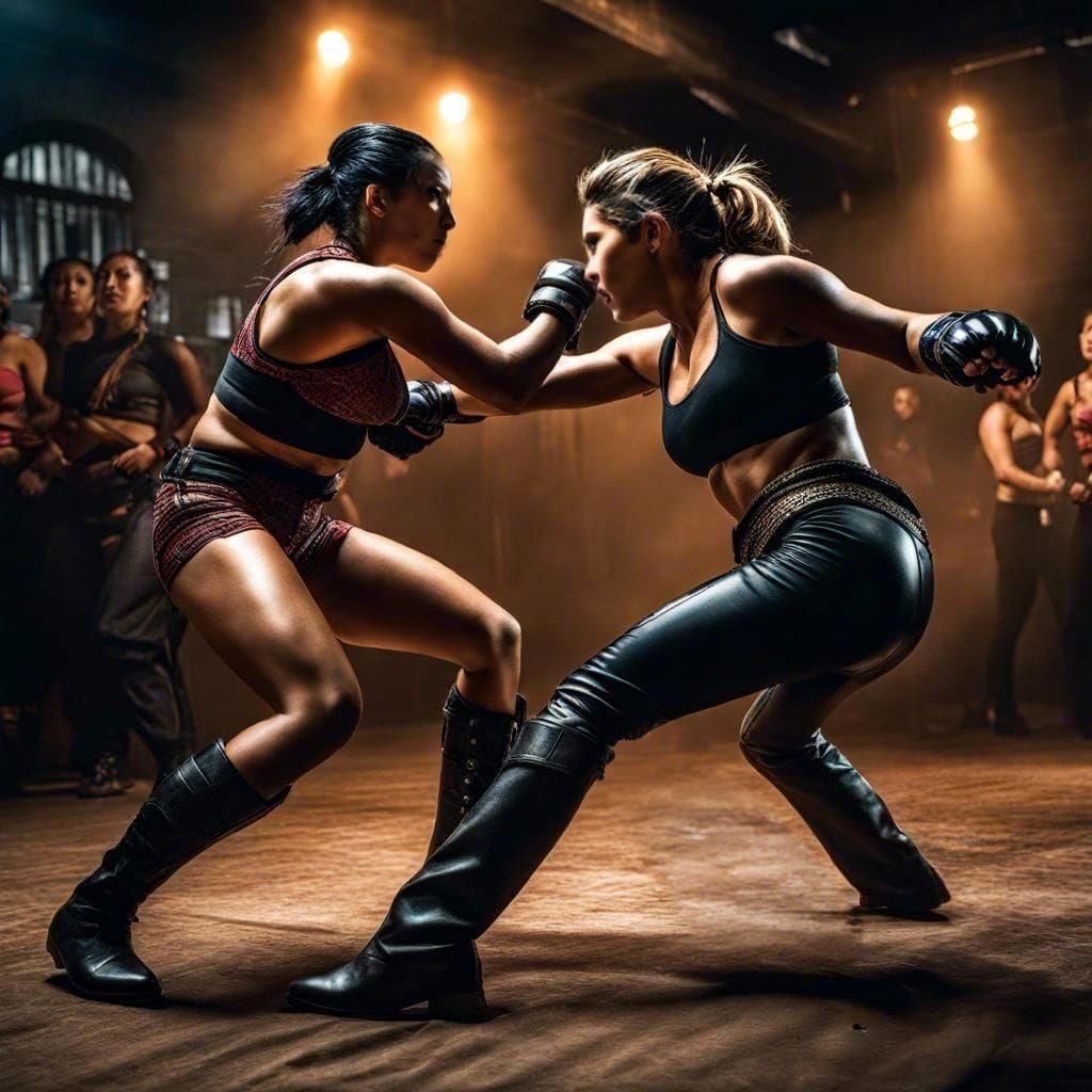 Intense Underground Boxing Match