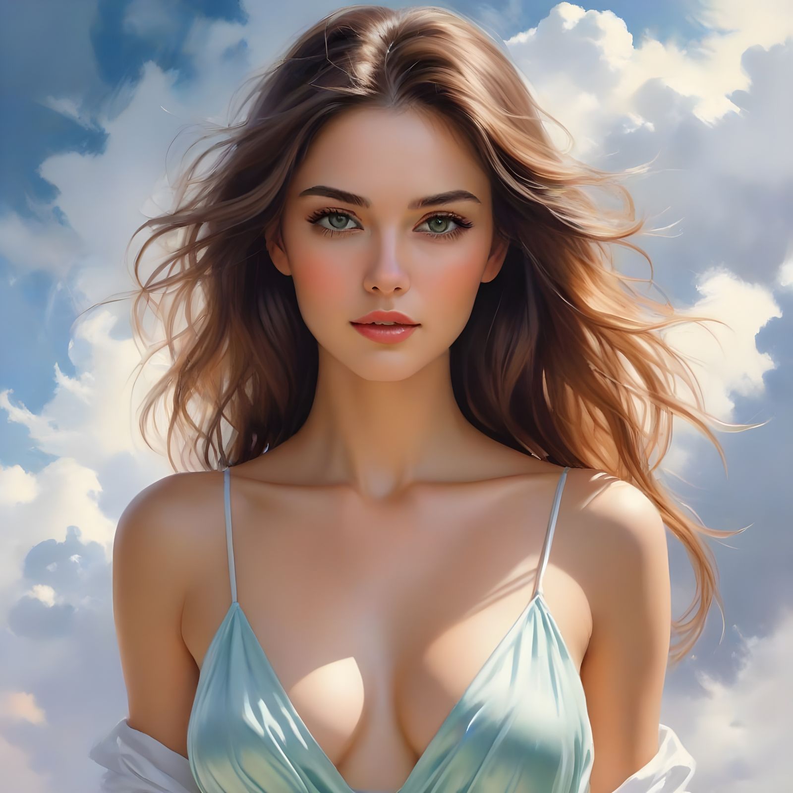 Dreamy Fantasy Watercolor Portrait in Soft Focus