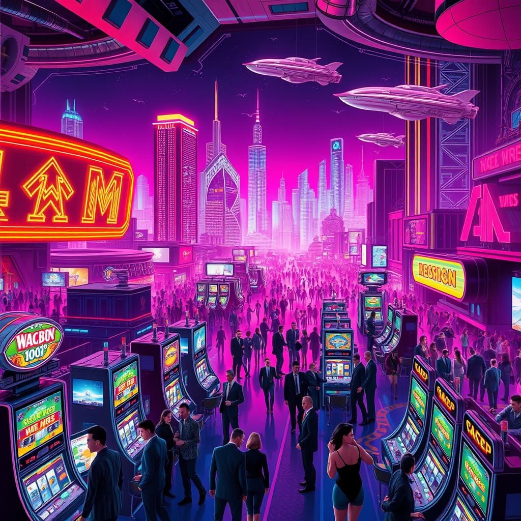 Futuristic Casino in Neon-Lit Metropolis