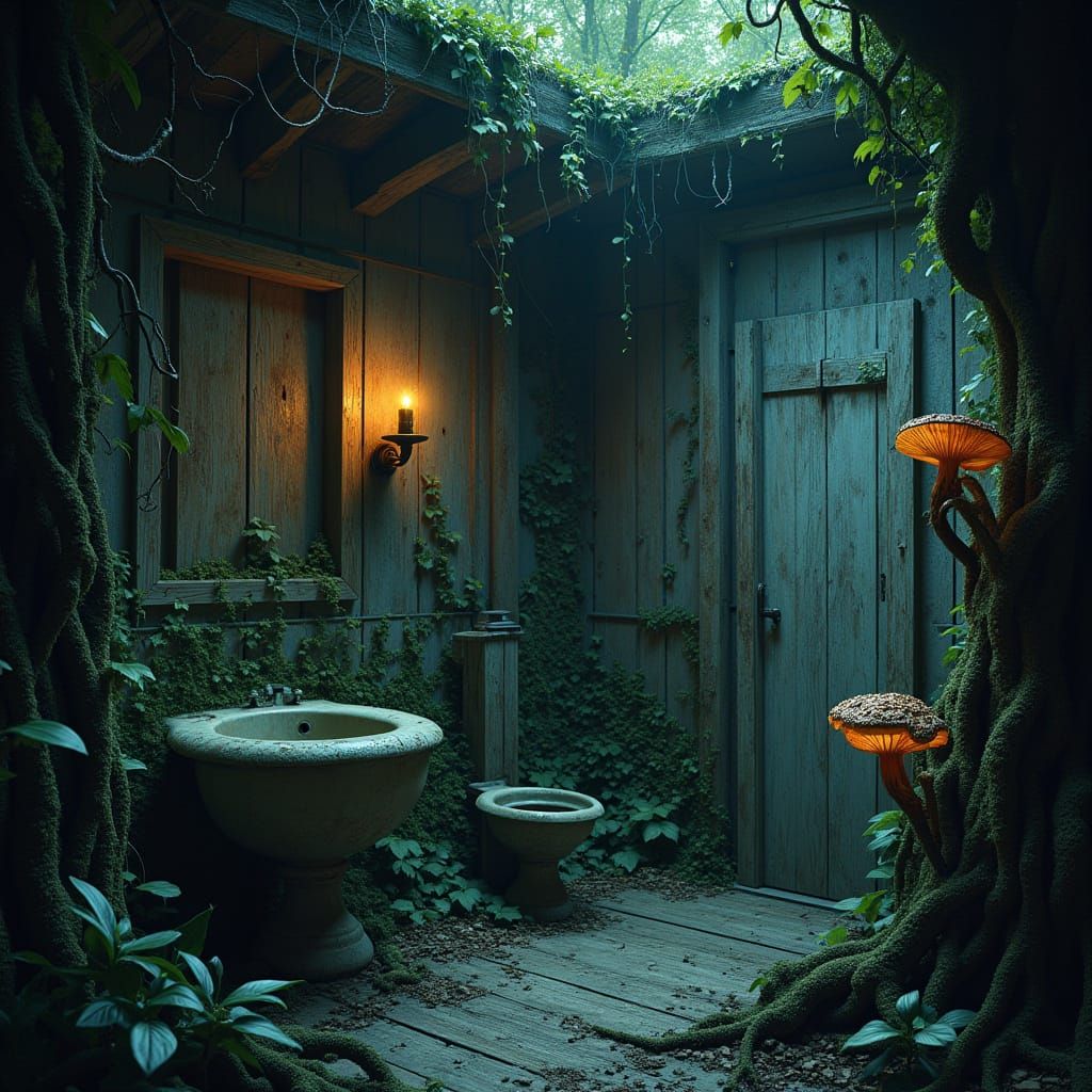 Forgotten Bathroom in a Primeval Forest