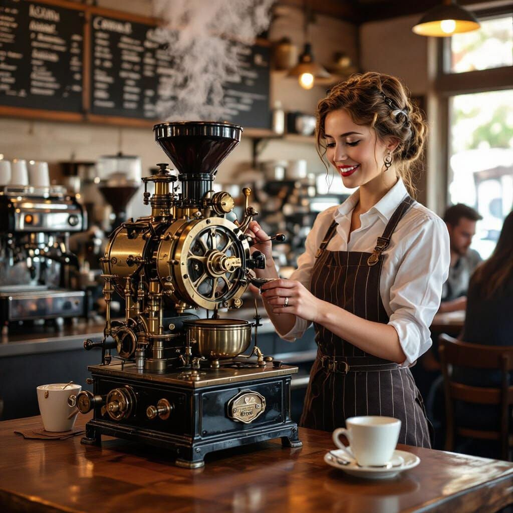 1950s Steampunk Coffee House with Ana the Engineer