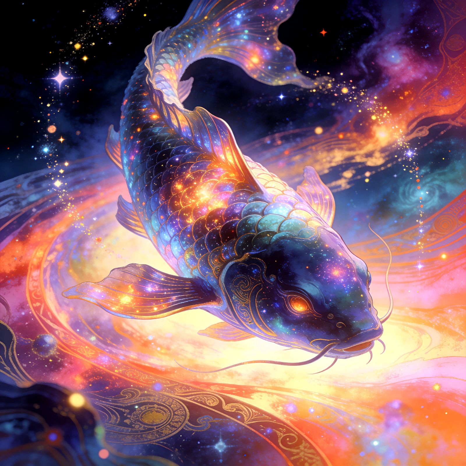 Cosmic Leviathan in Fantastical Cosmos, Surreal Art