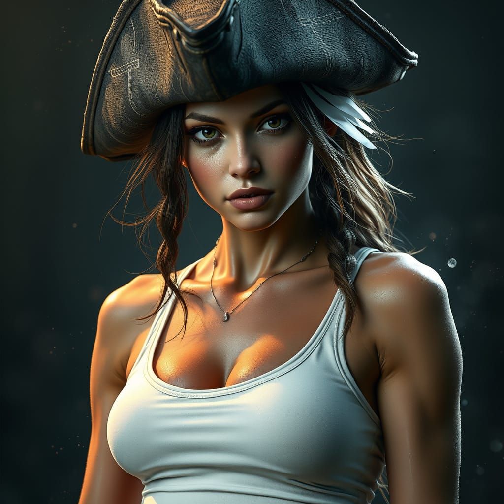 Fierce Pirate Woman in Dynamic Concept Art Style