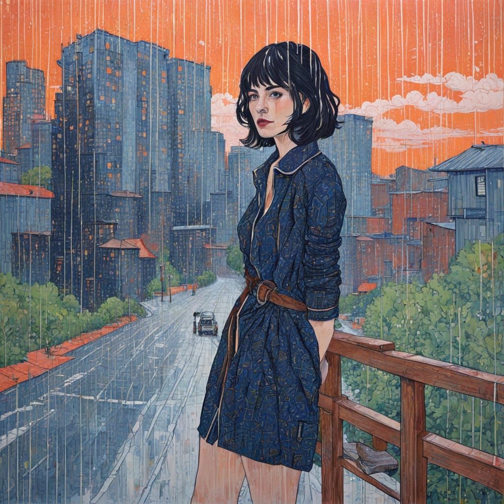 Summer Rain Shower in Modern Portraiture Style