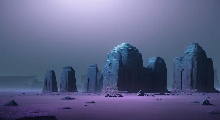 Mysterious Stone on Barren Landscape in Hyper-Realistic Digi...