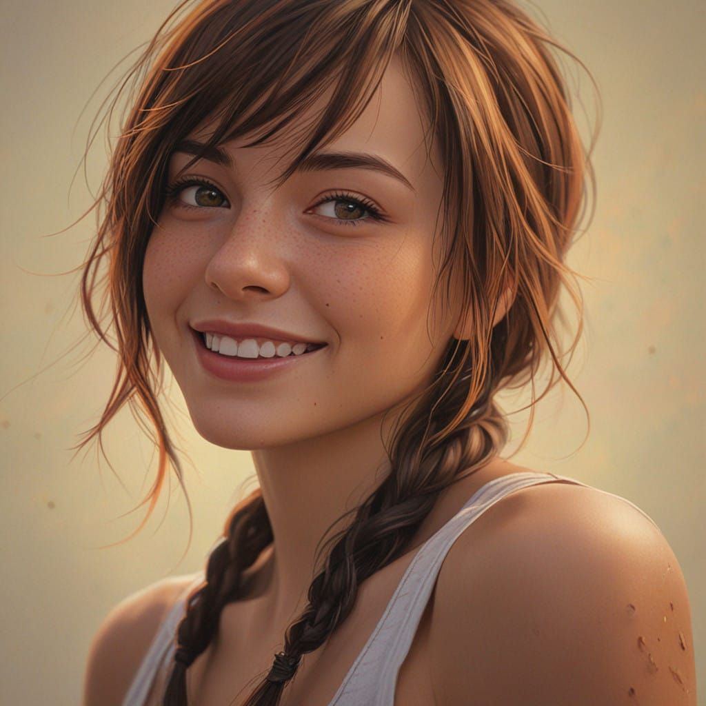 Ethereal Smile in Vibrant Splash Art