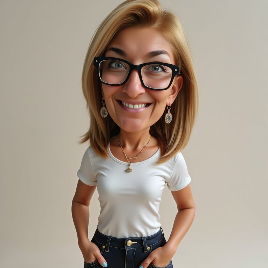 Hyperrealistic Funko Pop Woman with Oversized Head Caricatur...