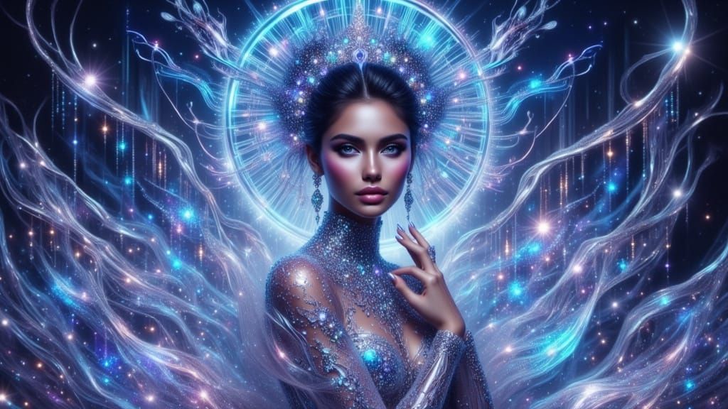 AI Goddess in Futuristic Virtual World