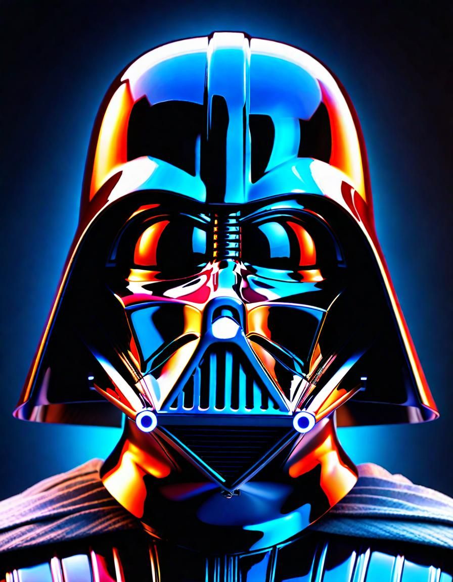 Vibrant Darth Vader Helmet in Luminous Wet Paint