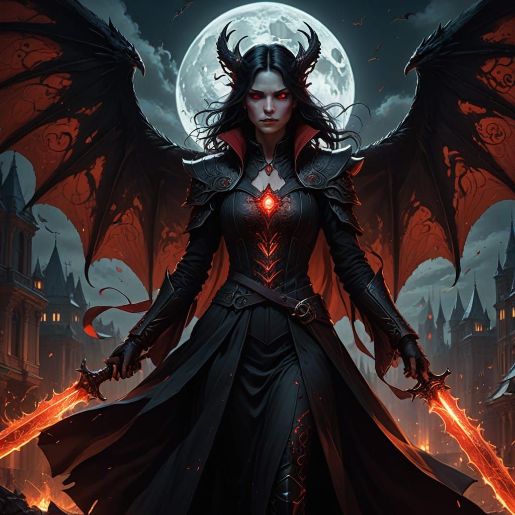 Majestic Blood Weaver Vampire Soars Through Fiery Destructio...