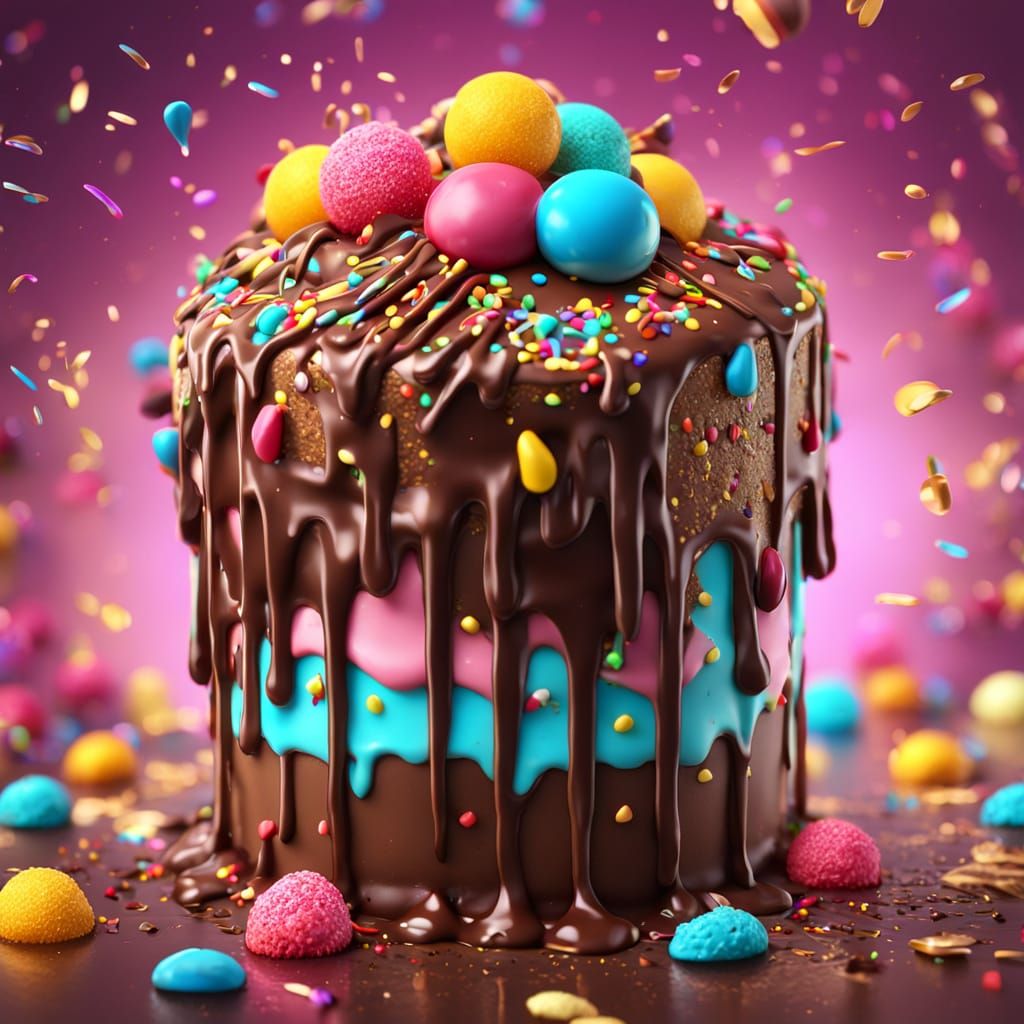 Delicious Chocolate Dripping Fairy Cake in 4K