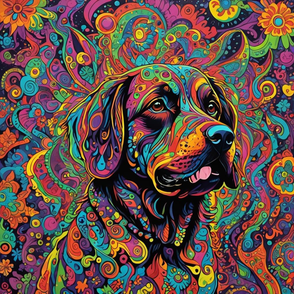 Psychedelic Dog Acrylic Art