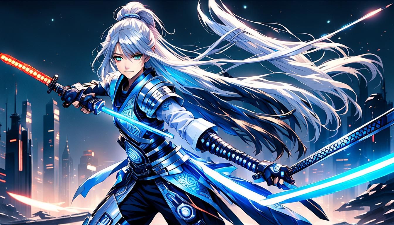 Aiko: A fierce and determined 17-year-old girl with long, fl...