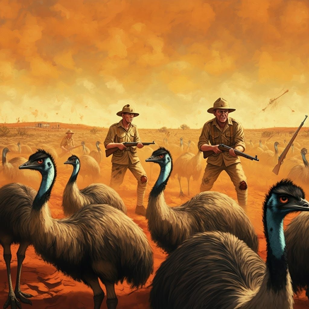 Surreal Australian Outback Battle between Soldiers and Emus ...