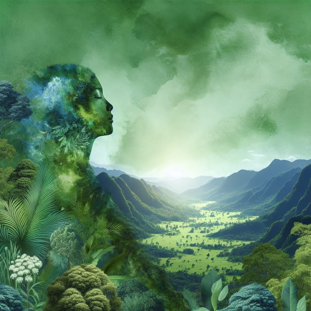 Woman Blends Into Verdant Landscape