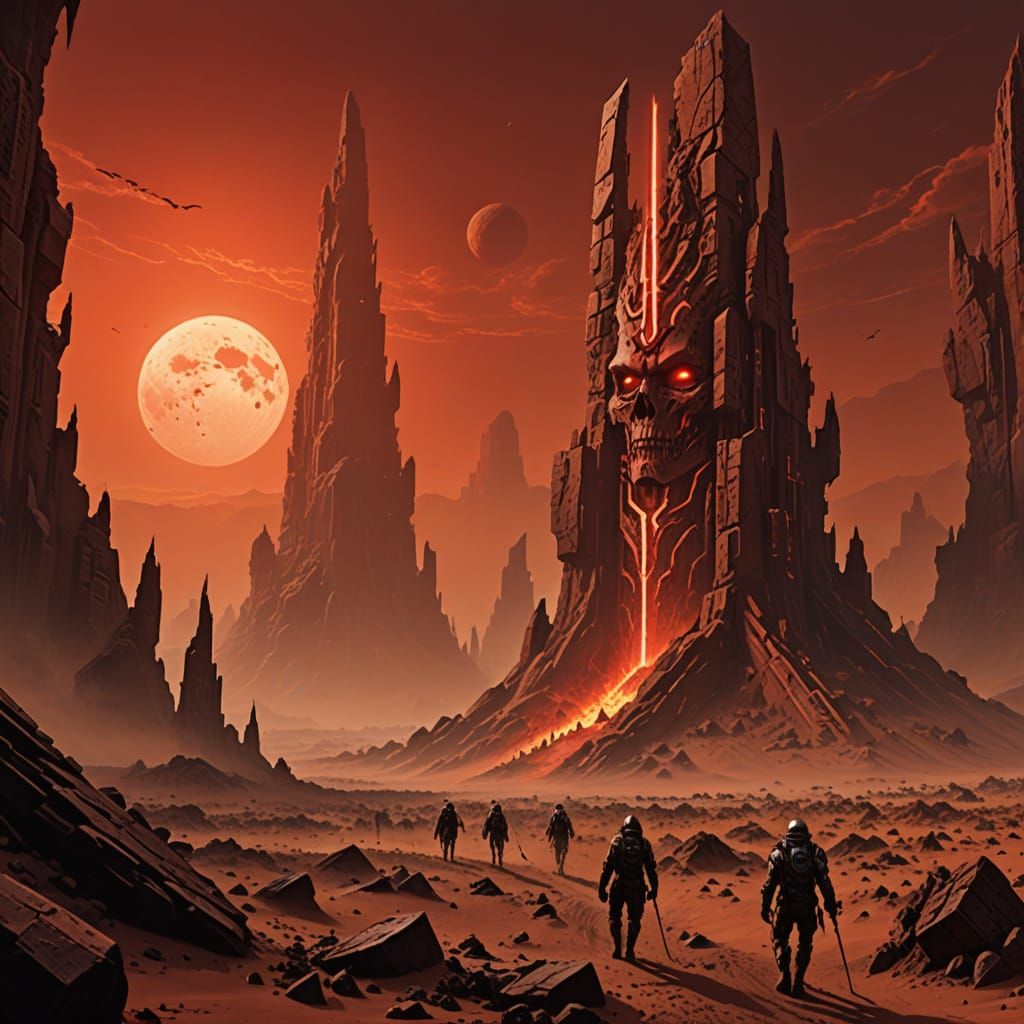 Alien Monoliths on Barren Red Planet