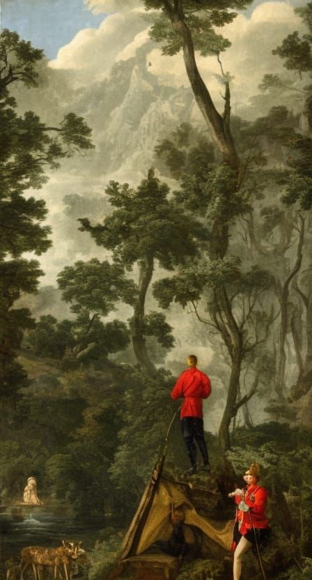 Forester Surveys Woodland in Heidelberg School Fantasy