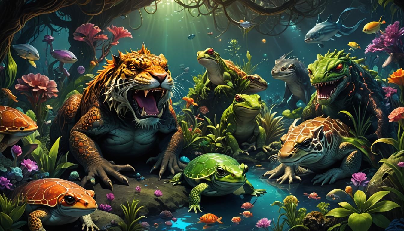 Reptile Tiger chills with friends