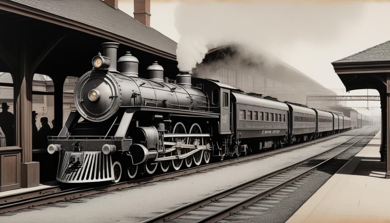 Monochrome Locomotive in 1890s Copper Plate Style